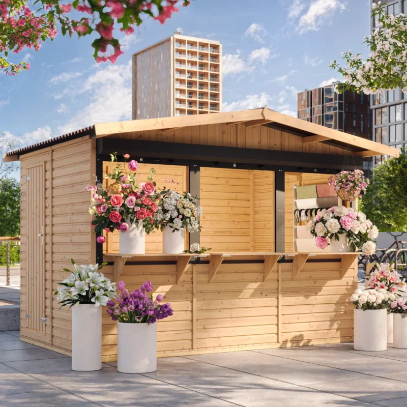 Timbela Verkaufsstand aus Holz M150AZ – 303 x 199 cm – 6 m2 – Bild 1