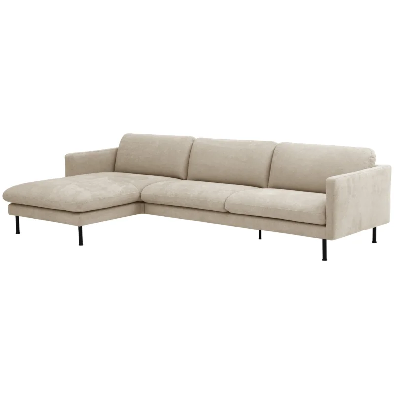 Max Winzer Nathan Longchair links mit Sofa 2,5-Sitzer rechts – Flachgewebe beige