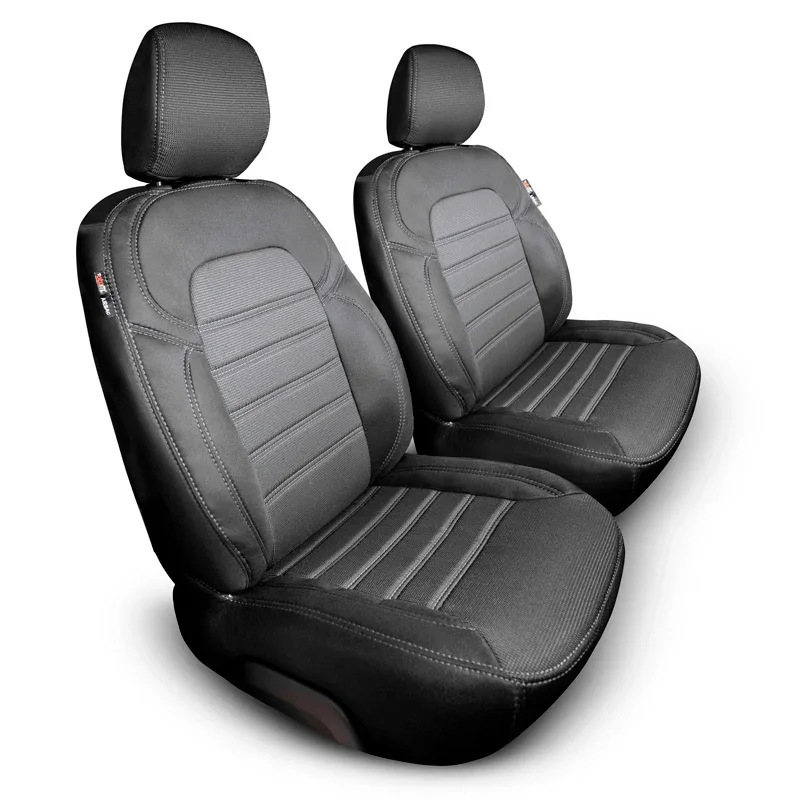 otoM, Stoff-Sitzbezüge, Passend für Opel Combo 2018-, Schwarz mit grauen Nähten, 1+1 Set