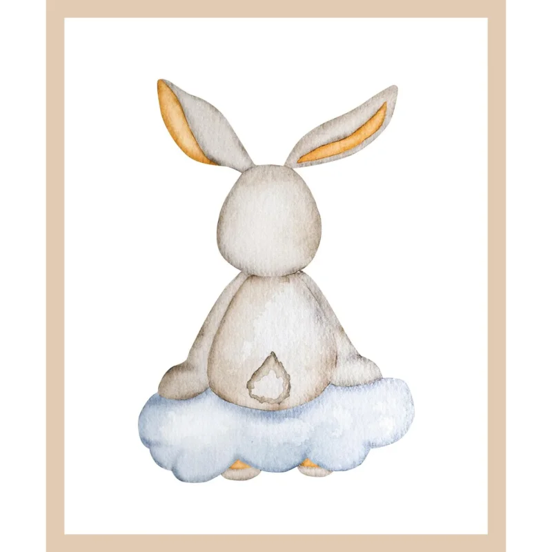 Rahmenbild - Hase sitzt auf Wolke