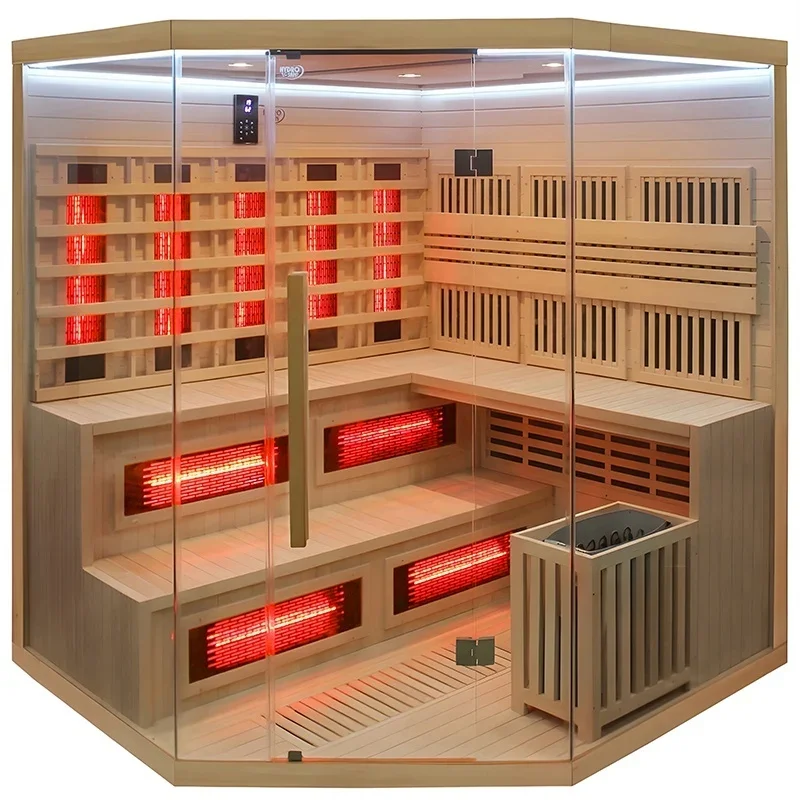 Hydrosan Sauna-Kombination Infrarot/Finnisches Moos2 mit 8-kW-Ofen für 5-6 Personen, 200 x 200 cm, 2-in-1
