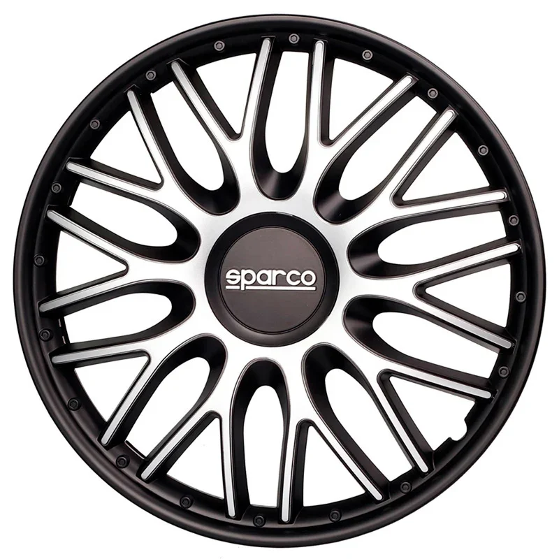 Sparco, Radzierblenden Roma - 13-Zoll - Silber/Schwarz - Satz mit 4 Stück, ABS, Silber, Schwarz
