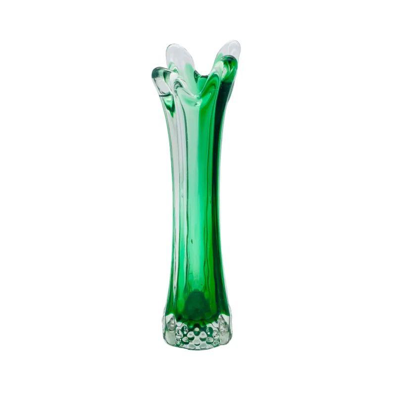 Vase grün Glas 60er 70er Italien Überfang Klarglas Mid Century - Mid Century Lounge