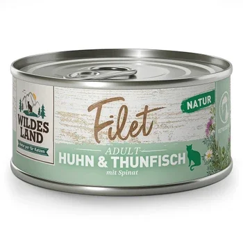 Wildes Land Katze Nassfutter Dose Huhn Thunfisch Spinat Filet