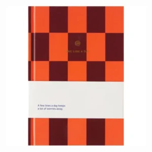 A - Journal Stationery - ONE LINE A DAY Kleines Tagebuch | Checkered - Notizbuch - ROSA ECK - Hardcover, kariert, Orange