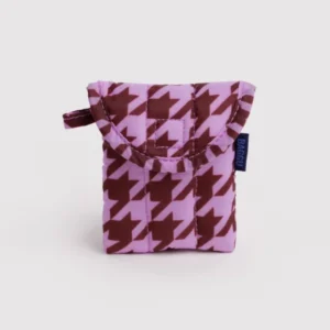 BAGGU - PUFFY Kopfhörer-Etui • Pink Houndstooth - ROSA ECK