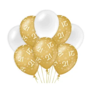 Ballonnen 21 Jaar Goud Wit 30cm 8st van Paper Dreams koop je bij Partywinkel
