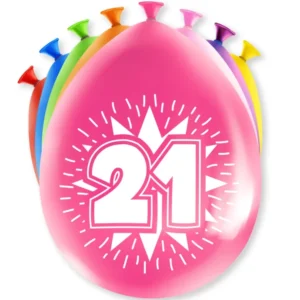 Ballonnen 21 Jaar Hoera 30cm 8st van Paper Dreams koop je bij Partywinkel