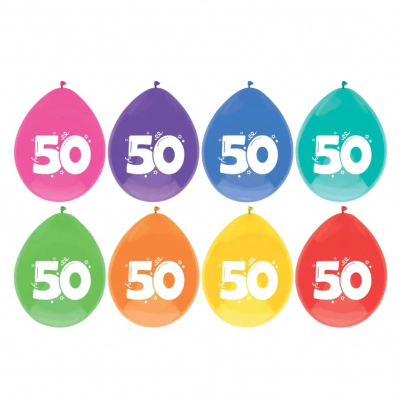 Ballonnen 50 Jaar Party 30cm 8st van Haza Witbaard koop je bij Partywinkel