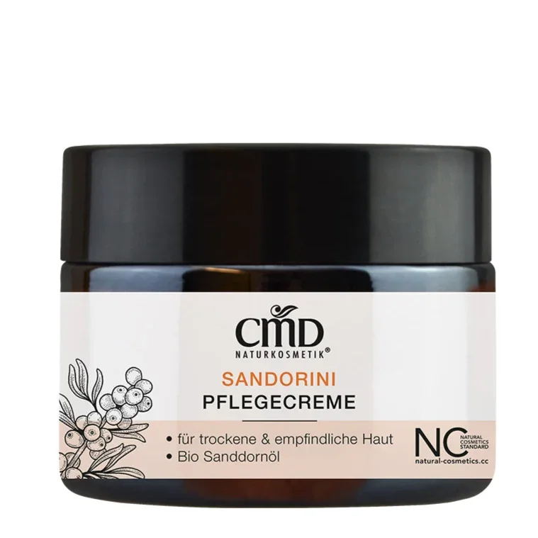 CMD NATURKOSMETIK Sandorini Pflegecreme – reich an Vitaminen und essentiellen Fettsäuren, die Deiner Haut Feuchtigkeit spenden, die Elastizität fördern und die hauteigene Repairfunktion unterstützen., 50ml