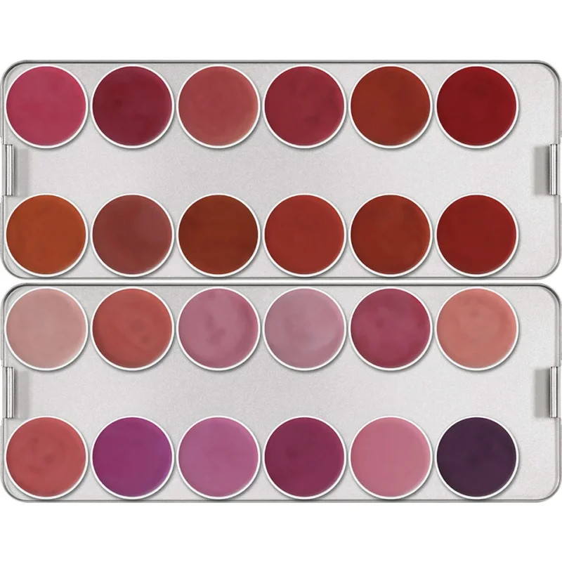 KRYOLAN Lip Rouge Palette 24 Farben pearl – glänzende Lippenfarben, 96g, offen