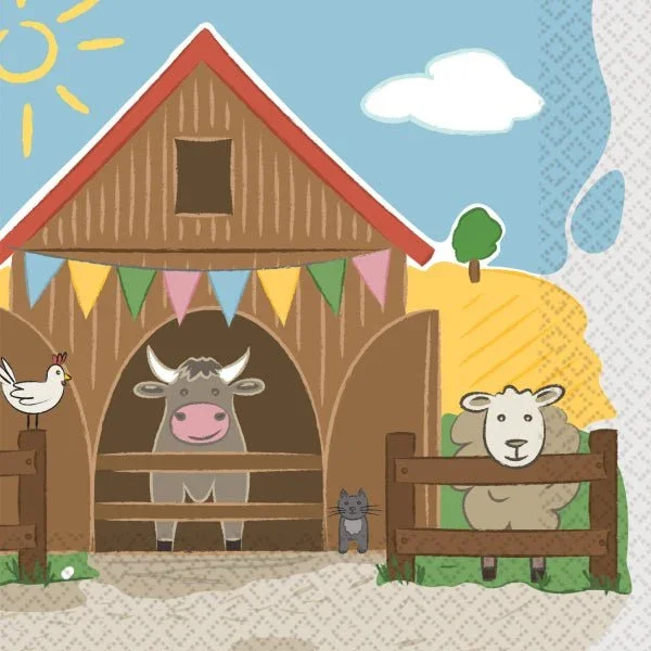 Boerderij Servetten Papier 33cm 16st van Riethmueller koop je bij Partywinkel