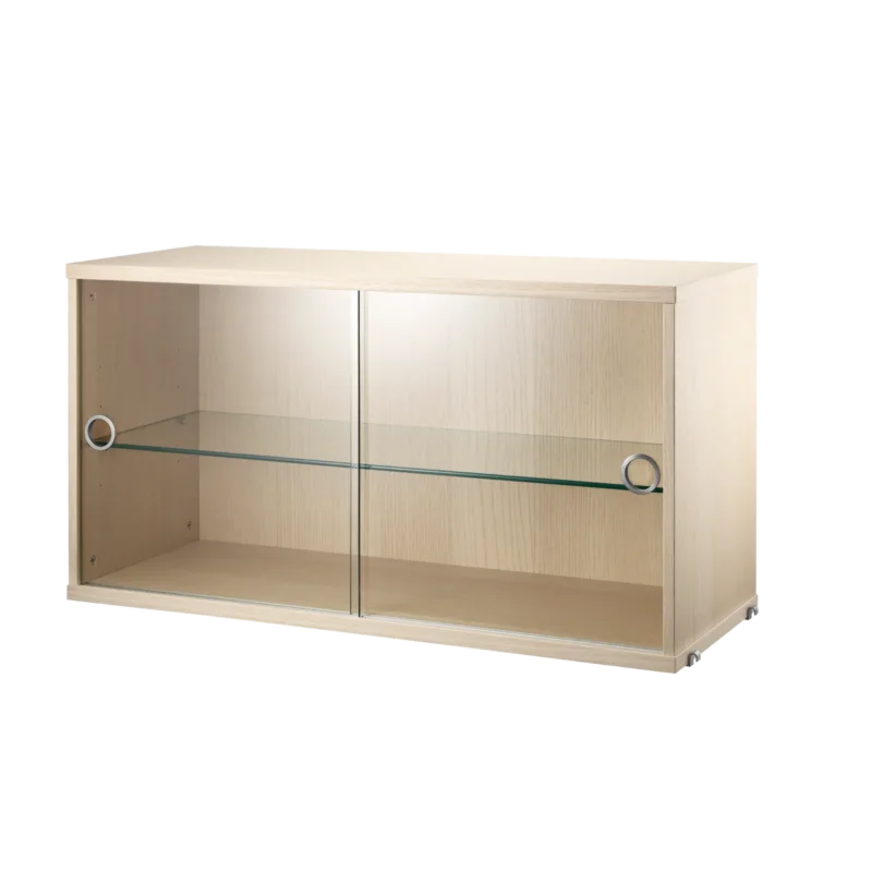 String Furniture Schrank mit Schiebetüren aus Glas B78 x T30 x H42, Esche