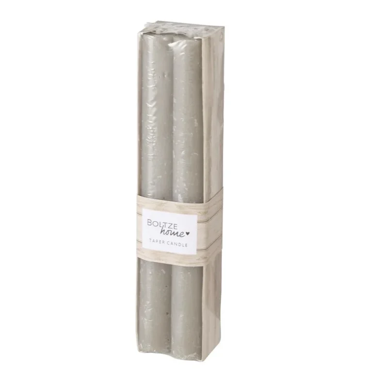 BOLTZE Stabkerze Melia hellgrau 4 Stück 20cm Kerzen Wachskerzen Leuchterkerzen Tafelkerzen