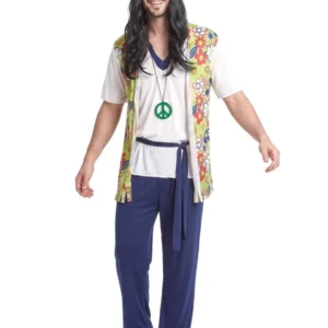 Hippiekostüm für Herren mit Bandana bunt