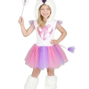 Déguisement Princesse Licorne pour fille blanc rose et violet avec tutu et capuche à corne
