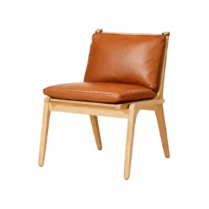 Rén Esszimmerstuhl, Eiche, Kissen mit Cognac-Leder