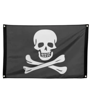 Drapeau pirate pour fête noir et blanc avec œillets