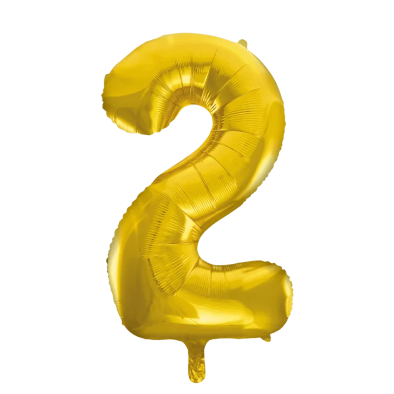 Folie Ballon Cijfer 2 Goud XL 86cm leeg van WeFiesta koop je bij Partywinkel