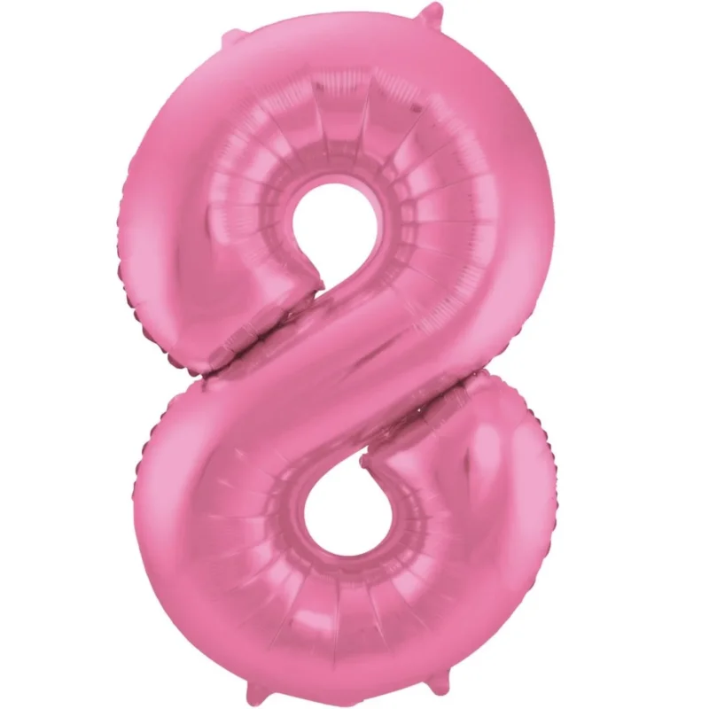 Folie Ballon Cijfer 8 Mat Roze XL 86cm leeg van Folat koop je bij Partywinkel