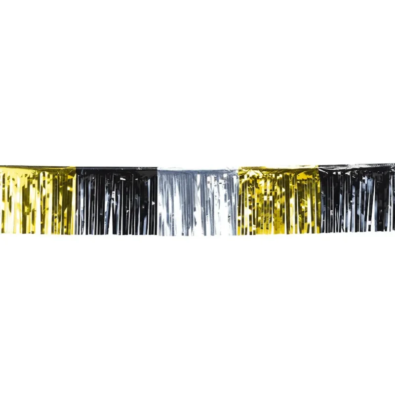 Franjeslinger Metallic zwart/goud/zilver 6m van Boland koop je bij Partywinkel