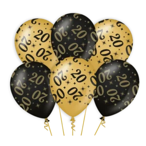 Goud Zwarte Ballonnen 20 Jaar 30cm 6st van Paper Dreams koop je bij Partywinkel