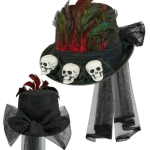 Halloween Hoed Hoog Met Schedels van Widmann koop je bij Partywinkel