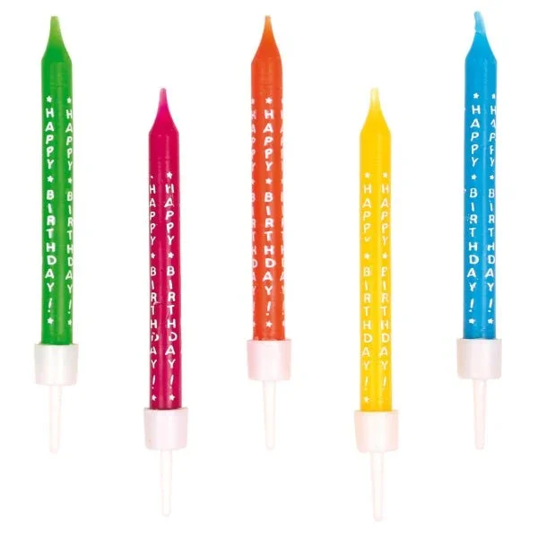 Happy Birthday Kaarsen Gekleurd 10st van Riethmueller koop je bij Partywinkel