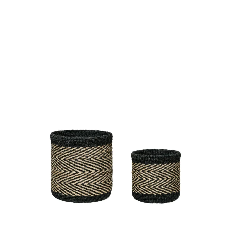 Hübsch Hübsch Criss Cross Körbe Schwarz/Naturfarben (2er Set)