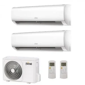 climatizzatore condizionatore ferroli dual split inverter serie ambra m 18_18 con 28 4 r 32 wi fi integrato 18000_18000 novit