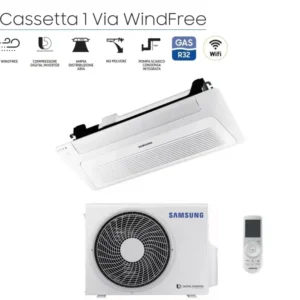 climatizzatore condizionatore samsung cassetta windfree 1 via slim 12000 btu ac035rn1dkg r 32 wi fi optional con pannello e telecomando incluso