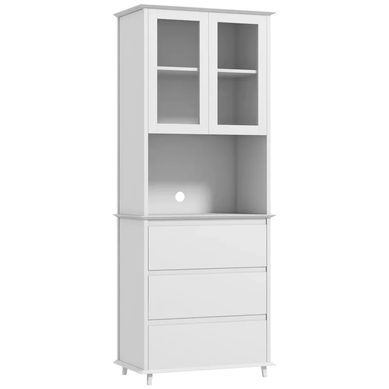 easycomfort easycomfort dispensa cucina alta con armadietto a 2 livelli e 3 cassetti in mdf 68x38x172 cm bianco
