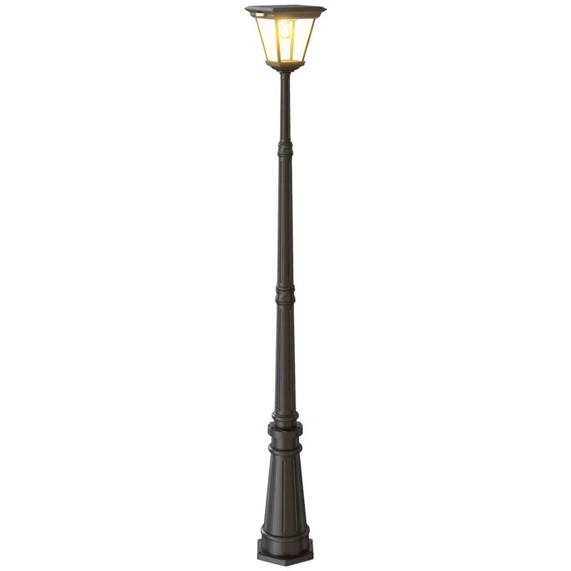 easycomfort easycomfort lampione da giardino a energia solare con sensore pir in alluminio e vetro 26x24x220 cm nero