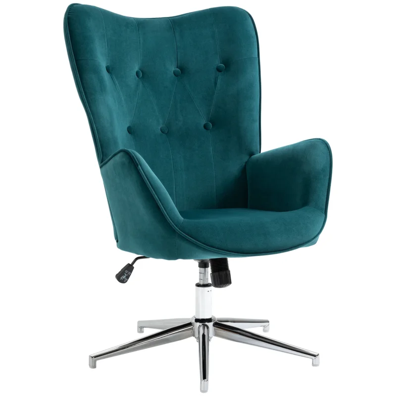 easycomfort easycomfort poltrona per ufficio e salotto in velluto girevole con braccioli e altezza regolabile blu