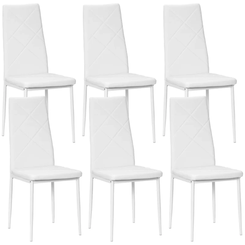 easycomfort easycomfort set di 6 sedie da pranzo moderne con schienale alto in finta pelle e acciaio 41x50x97 cm bianco