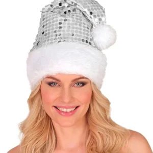 KERSTMAN MUTS PLUCHE EN PAILLETTEN ZILVER van Widmann koop je bij Partywinkel