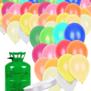 Helium Flaschen Set mit 50 bunten Ballons