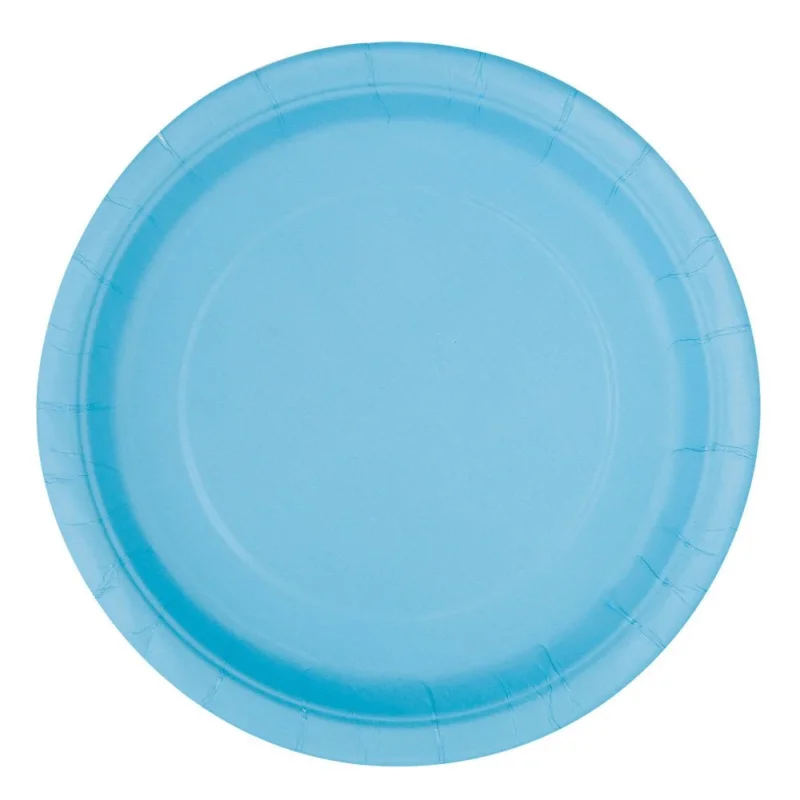 Lichtblauwe Borden Rond 17,5cm 8st van Unique koop je bij Partywinkel