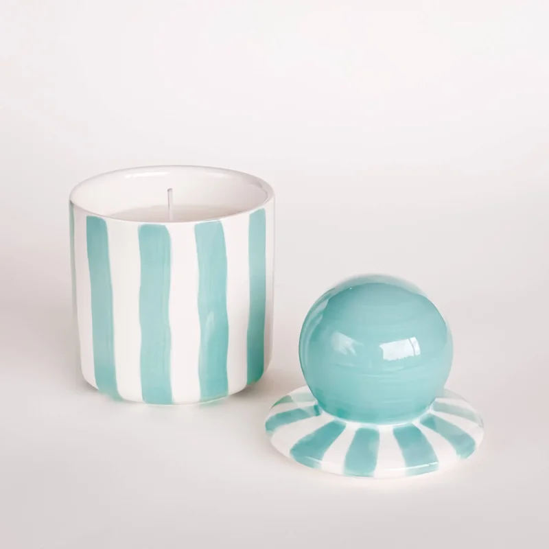 Magazin Minori - STRIPES Kerze im Keramikgefäß • Amalfi Mint - ROSA ECK