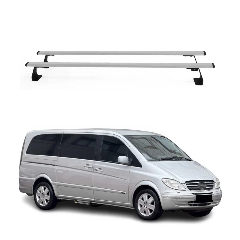 Dachträger Grundtäger für Mercedes Vito W639 2003-2014 75kg Stahl Silber 2 tlg