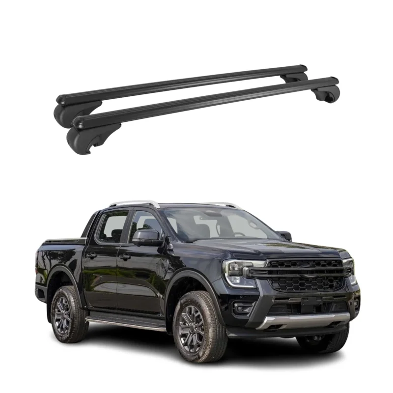 Dachträger Grundtäger für Ford Ranger 2011-2026 DoubleCab 75kg Alu Schwarz 2x