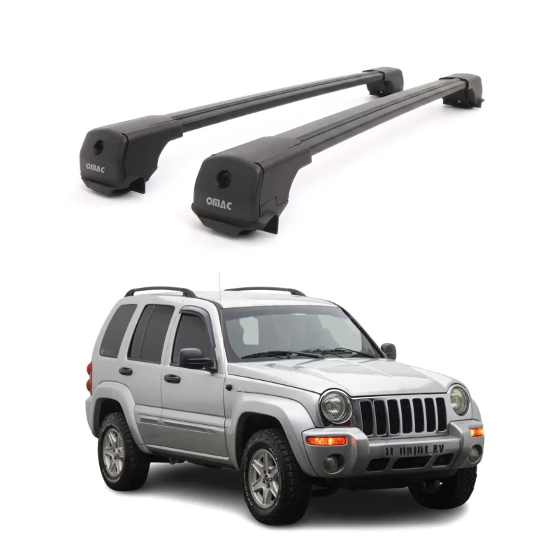 Dachträger Grundträger für Jeep Cherokee KJ 2002-2007 Aluminium 75kg Schwarz 2x