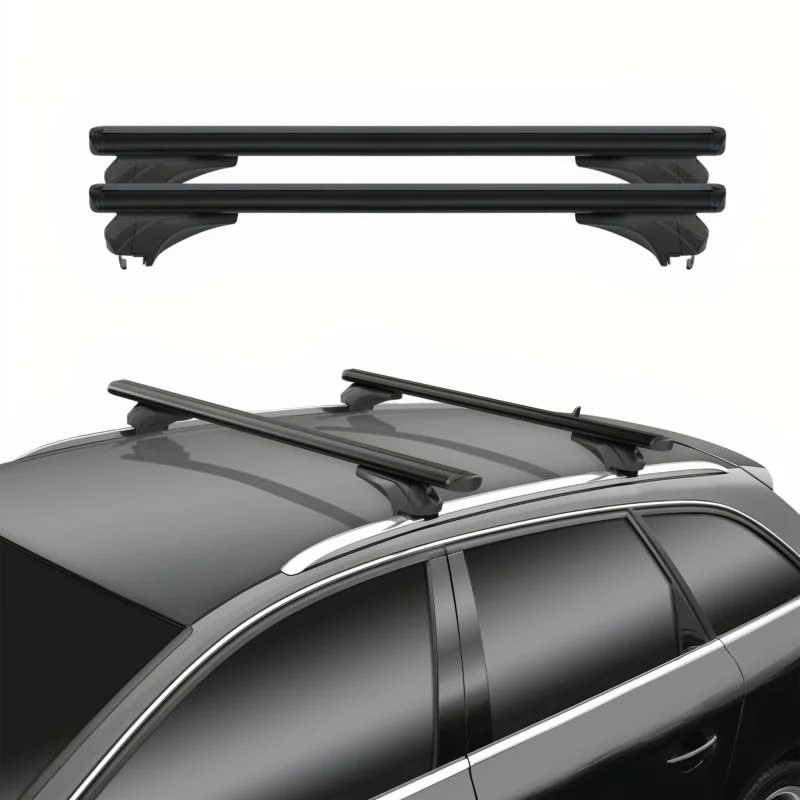 Menabo Dachträger Gepäckträger Universal Bündige Schienen Aluminium Schwarz 75kg