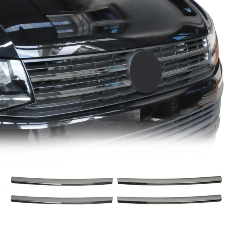 Kühlergrill Grillleisten für VW T6 Transporter 2015-19 Pre-FL Dunkel Chrom 4x
