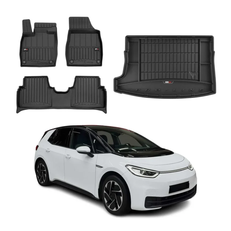 OMAC Fußmatten & Kofferraumwanne Set für VW ID.3 2020-2026 Gummi TPE Schwarz 4x