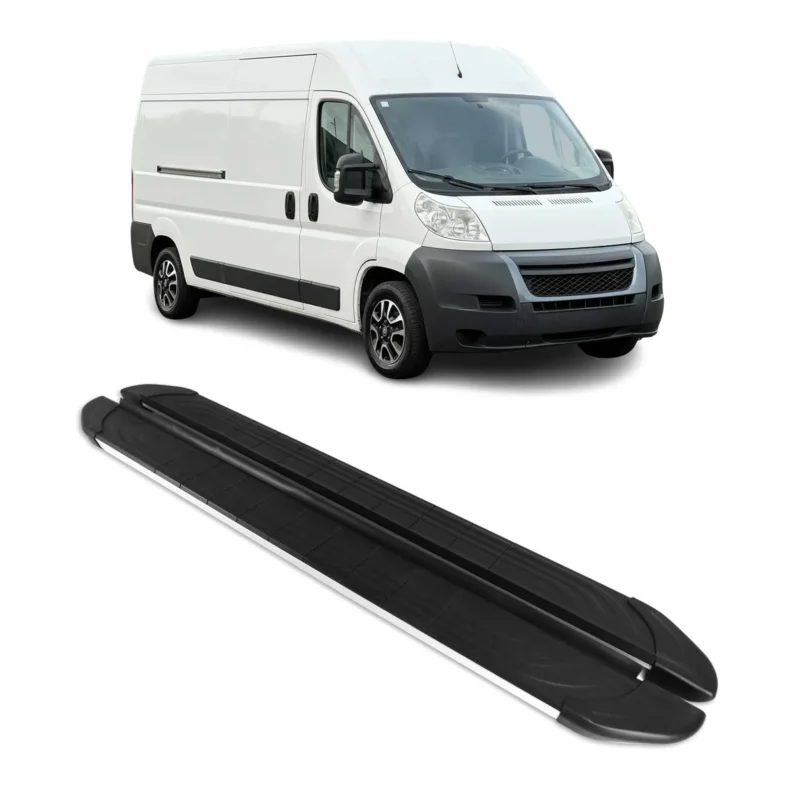 Trittbretter Seitenschweller für Peugeot Boxer 2006-26 L3/L4 Alu Schwarz Silber