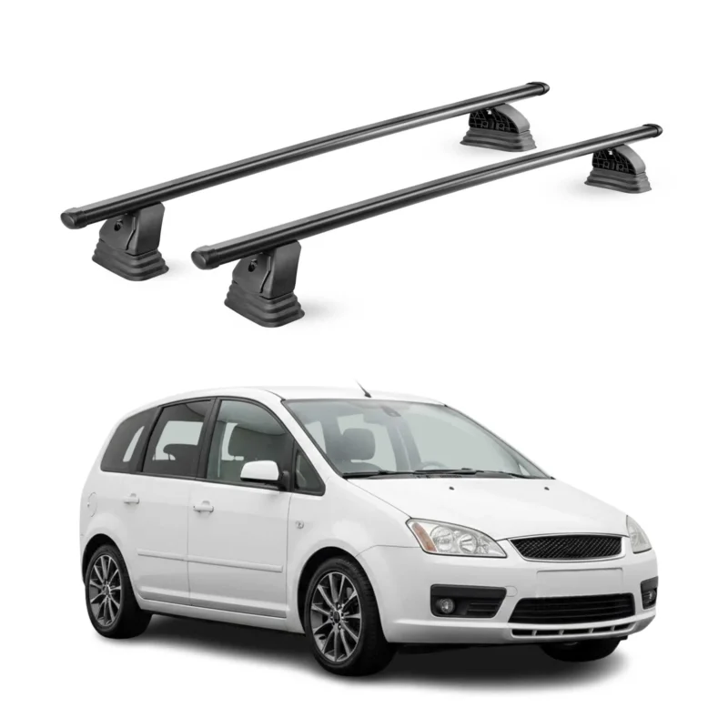 Stahl Dachträger für Ford C-Max I 2003-2010 TÜV Abschließbar 75 kg 2tlg Schwarz