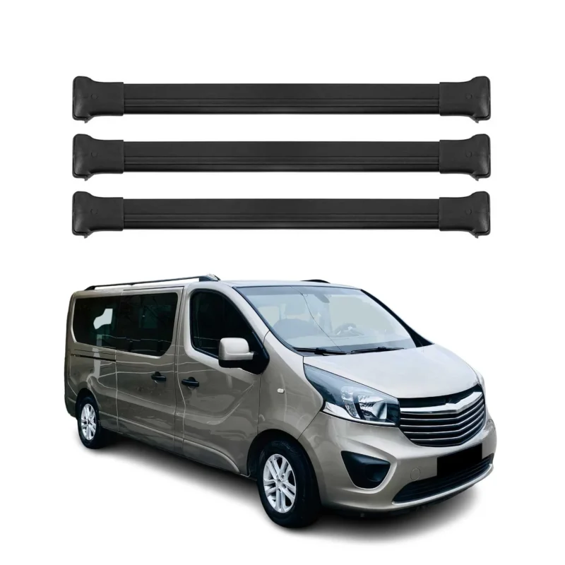 Dachträger Grundtäger für Opel Vivaro B 2014-2019 75kg Aluminium Schwarz 3 tlg