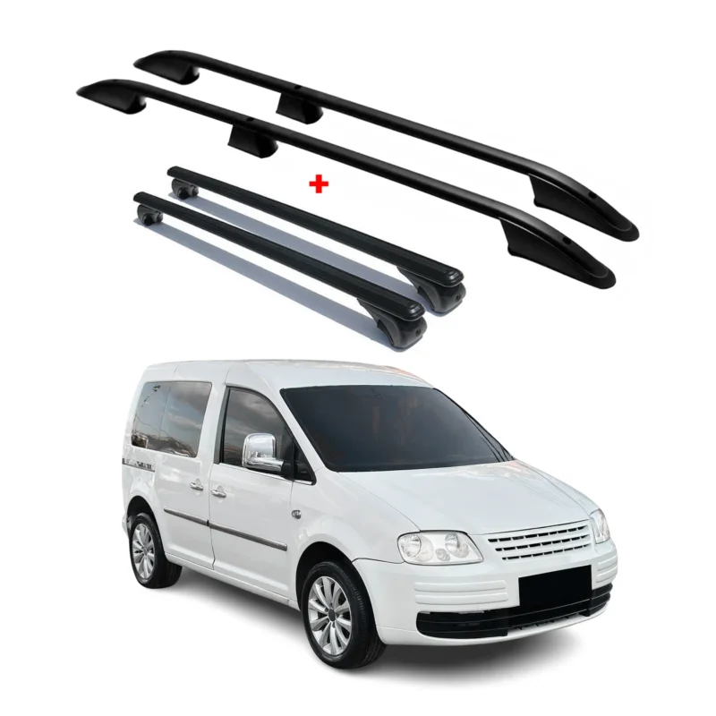 Dachreling + Dachträger SET für VW Caddy III IV 2003-2020 L1 Aluminium Schwarz