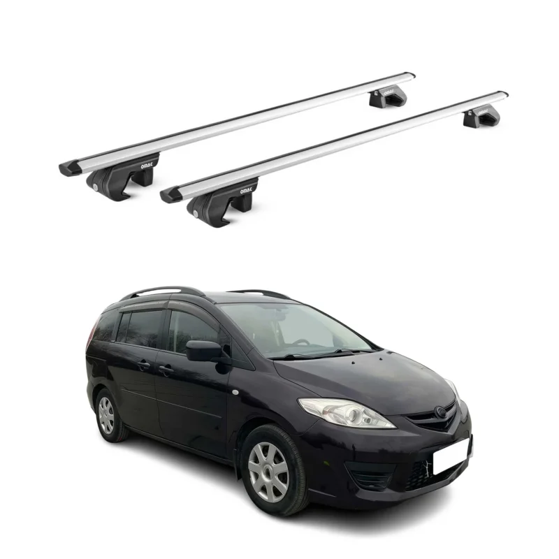Dachträger Grundtäger für Mazda 5 / Premacy 2005-2018 90kg Alu Silber 2 tlg ABE